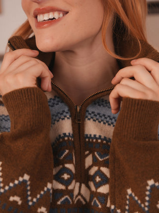 km fairaisle quarter zip sweater