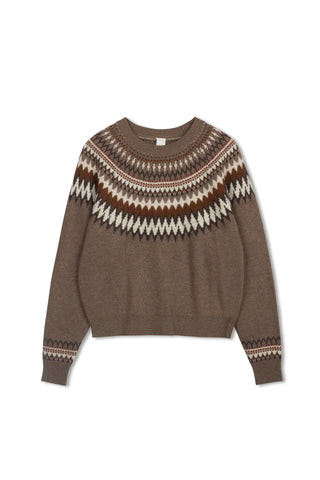 km fairaisle crew sweater - Brown