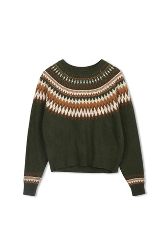 km fairaisle crew sweater - Hunter Green