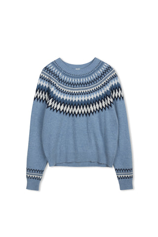 km fairaisle crew sweater - Slate Blue