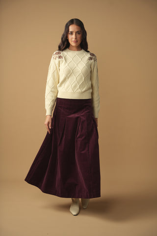 hd pleated corduroy skirt