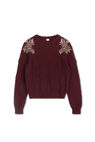 km honeycomb embroidered sweater - Vineyard Wine