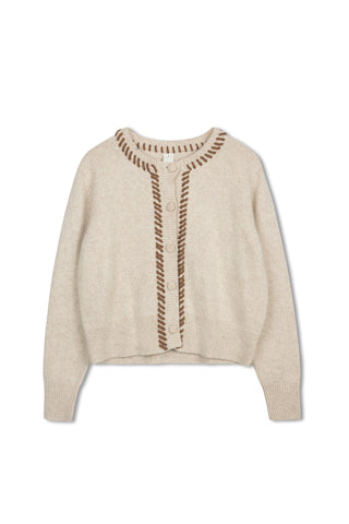 km stitch detail cardigan - Oatmeal