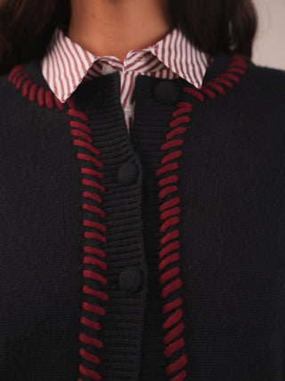 km stitch detail cardigan