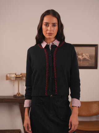 km stitch detail cardigan
