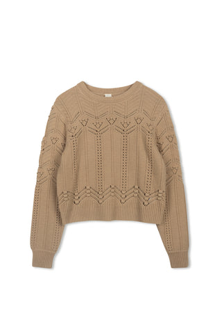 km deco stitch sweater - New Taupe