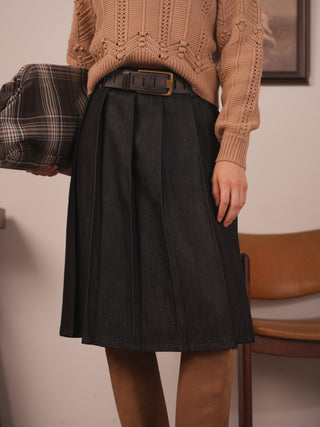 hd pleated midi skirt