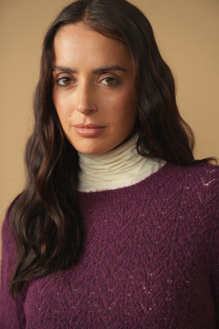 km cable pointelle sweater