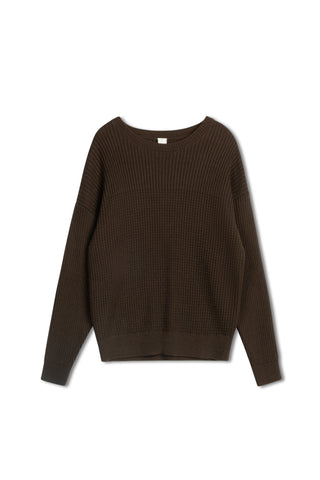 km waffle rib mixed sweater - Chocolate