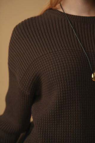 km waffle rib mixed sweater