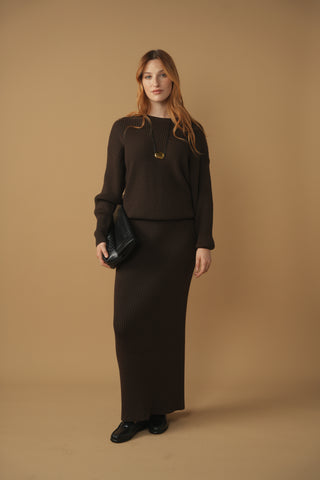 km rib maxi skirt