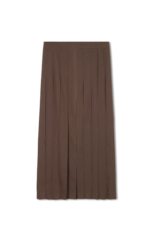 point maxi pleated skirt - CHOCOLATE