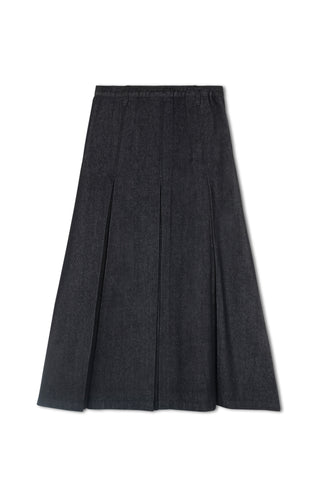 hd pleated aline skirt - Dark Indigo