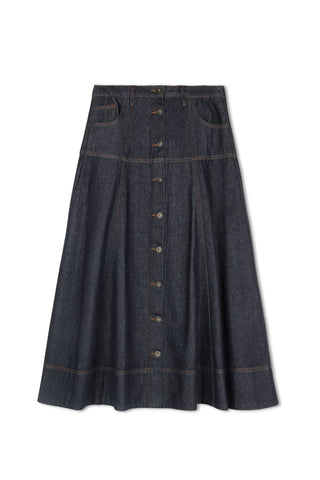 hd button front skirt - Indigo
