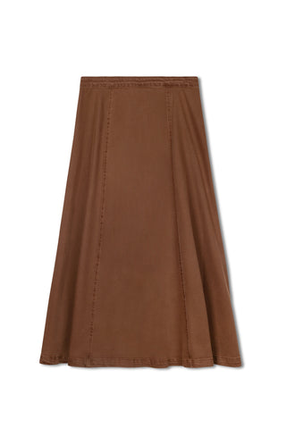 hd flared maxi skirt - RUST