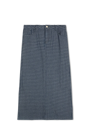 hd houndstooth jacquard maxi skirt - Indigo