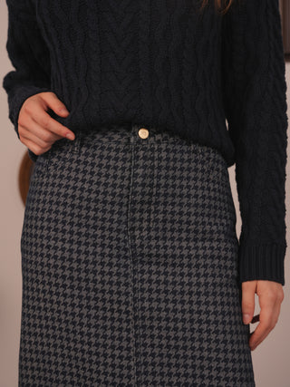 hd houndstooth jacquard maxi skirt