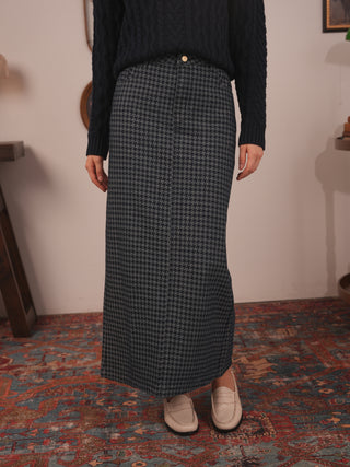 hd houndstooth jacquard maxi skirt