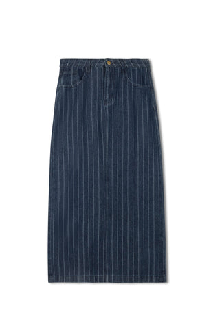 hd pinstripe maxi skirt - INDIGO