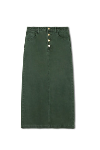 hd exposed button detail skirt - HUNTER GREEN