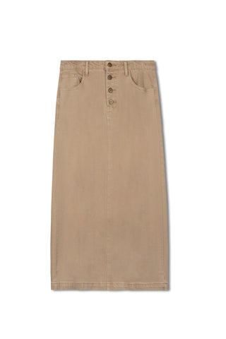hd exposed button detail skirt - NEW TAUPE