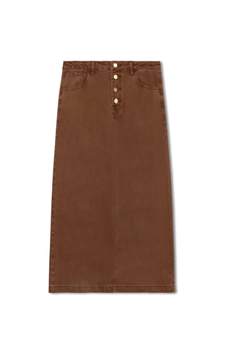 hd exposed button detail skirt - RUST