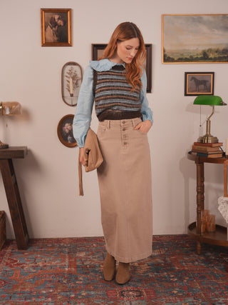 hd exposed button detail skirt
