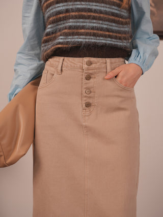 hd exposed button detail skirt