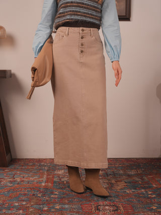 hd exposed button detail skirt