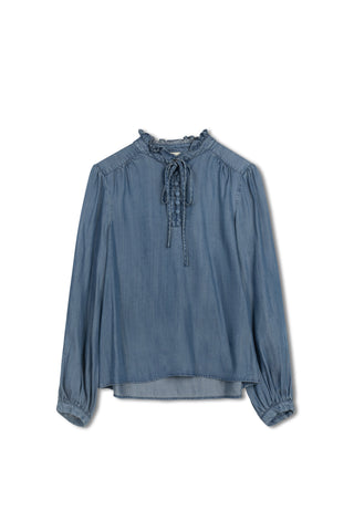 hd tie front denim shirt - Medium Blue Wash