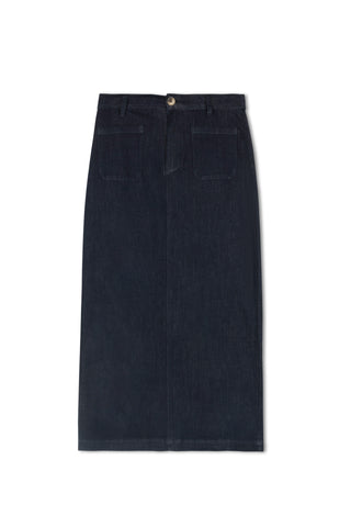 hd front pocket maxi skirt - Indigo