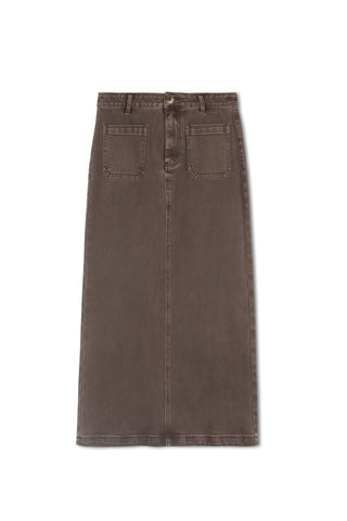 hd front pocket maxi skirt - Chocolate