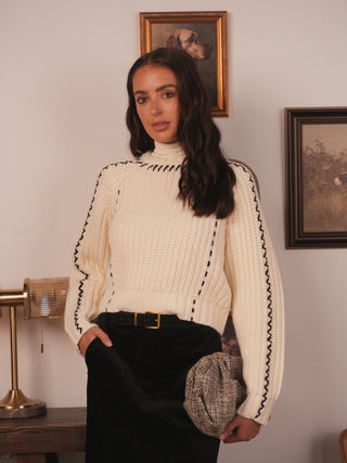 km mixed cable stitch sweater