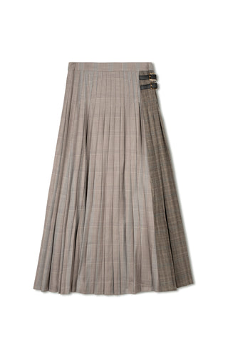 ceremony side buckle leather skirt - TAUPE BROWN NEUTRALS