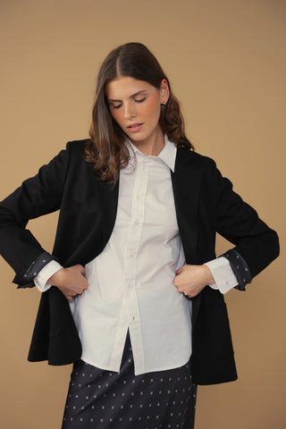 point relaxed knit blazer