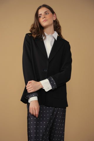 point relaxed knit blazer