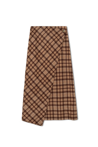 ceremony fringe wrap skirt - PLAID
