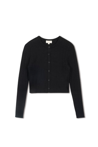 cinnamon cable cardi - Black