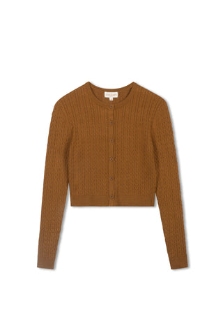 cinnamon cable cardi - Tobacco