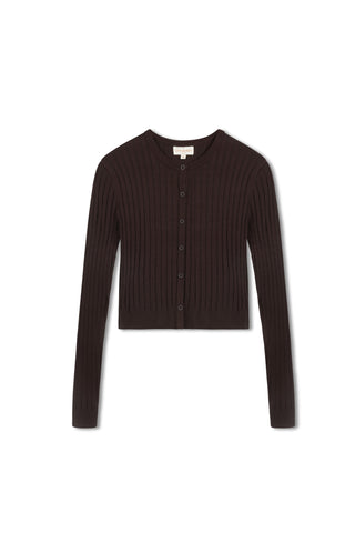 cinnamon rib cardi - Black