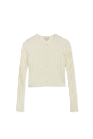 cinnamon rib cardi - Cream