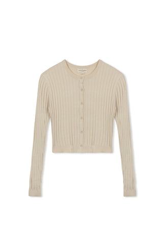 cinnamon rib cardi - Ecru