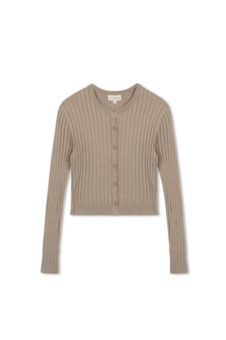 cinnamon rib cardi - New Taupe
