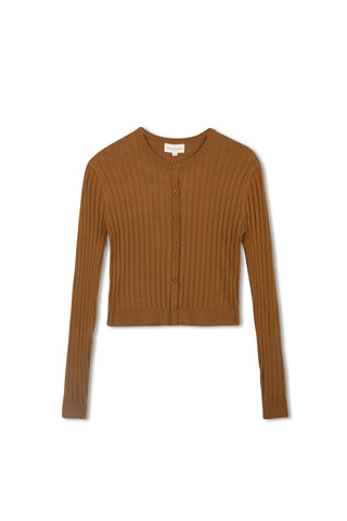 cinnamon rib cardi - Tobacco