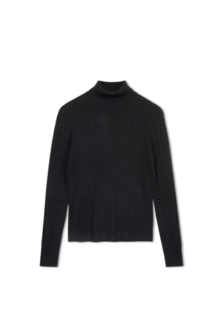 cinnamon cable turtleneck - Black