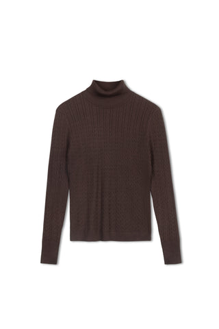cinnamon cable turtleneck - Chocolate