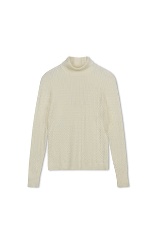 cinnamon cable turtleneck - Cream