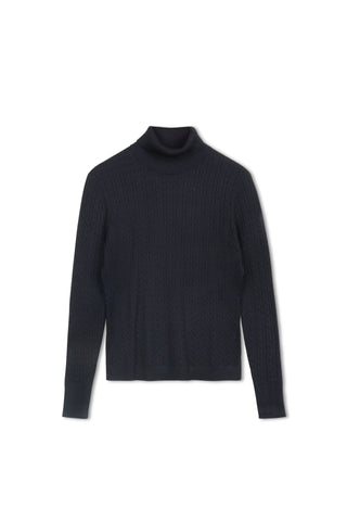 cinnamon cable turtleneck - Navy