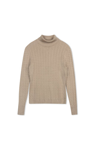 cinnamon cable turtleneck - New Taupe