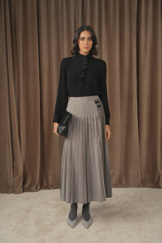ceremony side buckle leather skirt